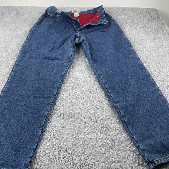L.L. Bean Denim - LL Bean‎ Womens Fleece Lined Jeans 14 Reg Blue Denim Relaxed Fit